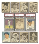 1940 PLAY BALL (68/240) AND 1941 PLAY BALL (26/72) STARTER SETS WITH THREE PSA GRADED NOTABLES